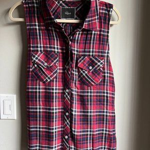 RAILS PLAID SLEEVELESS BUTTON DOWN
